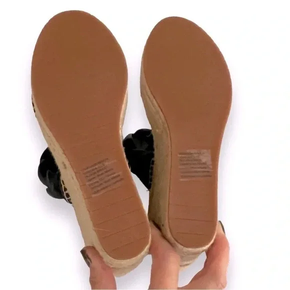 Kenneth Cole Olivia Braided Wedge Espadrille Black Sandal Size 11 NWT - Picture 9 of 9